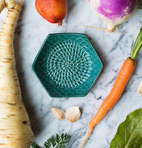 The Grate Plate Blue set with Grater, Garlic Peeler and Brush - Made in  Oregon